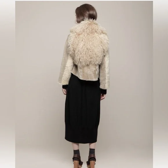 RARE OPENING CEREMONY Patchwork Shearling Jacket 100% Shearling Lamb Size medium - Picture 3 of 11